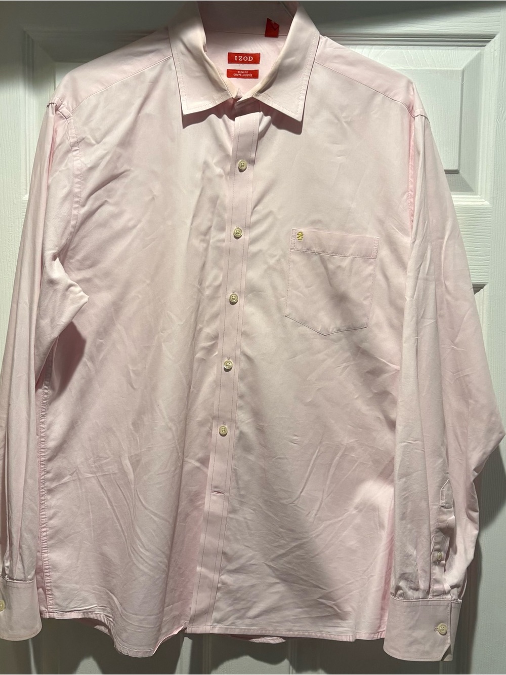 Izod Men's Light Pink Slim Fit Long-Sleeve Dress Shirt  S/XL